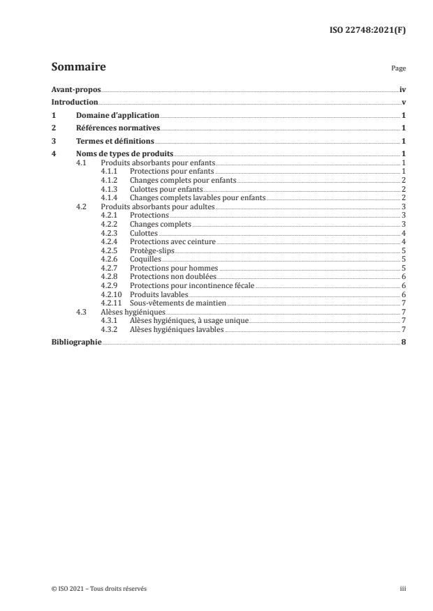 ISO 22748:2021 - Produits d'incontinence pour l'absorption d'urine et/ou de matières fécales -- Noms de types de produits et illustrations