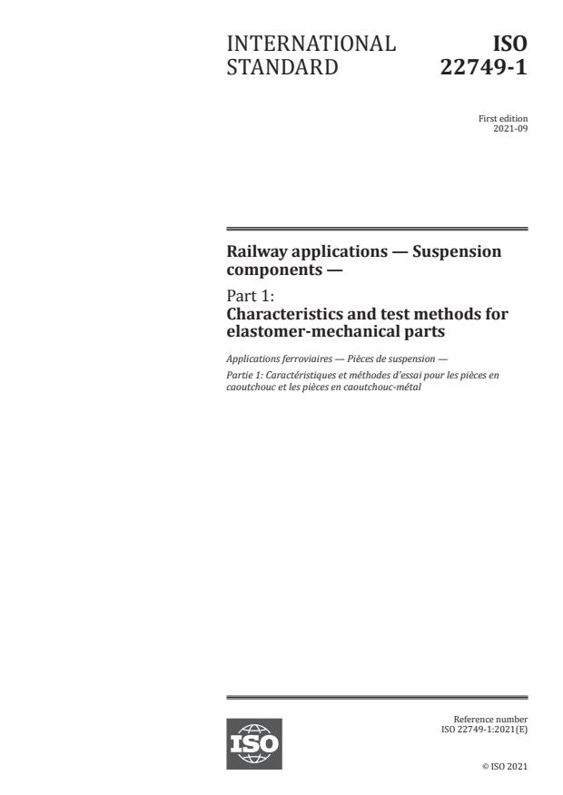ISO 22749-1:2021 - Railway applications -- Suspension components