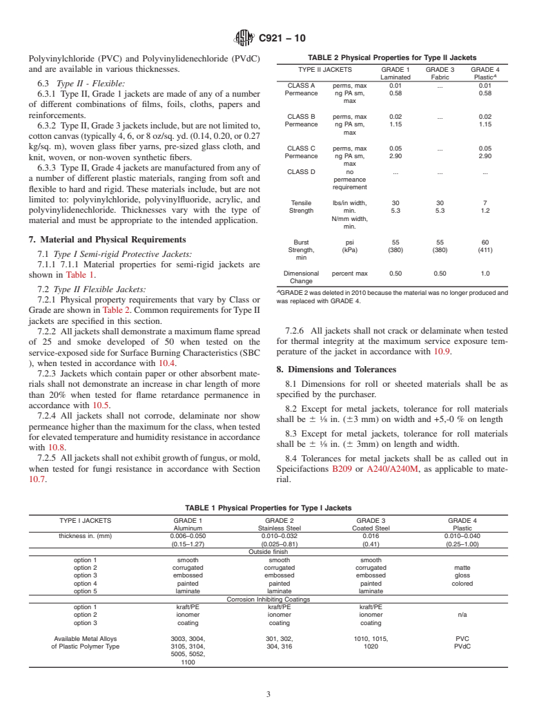 ASTM C921-10 - Standard Practice for Determining the Properties of Jacketing Materials for Thermal Insulation