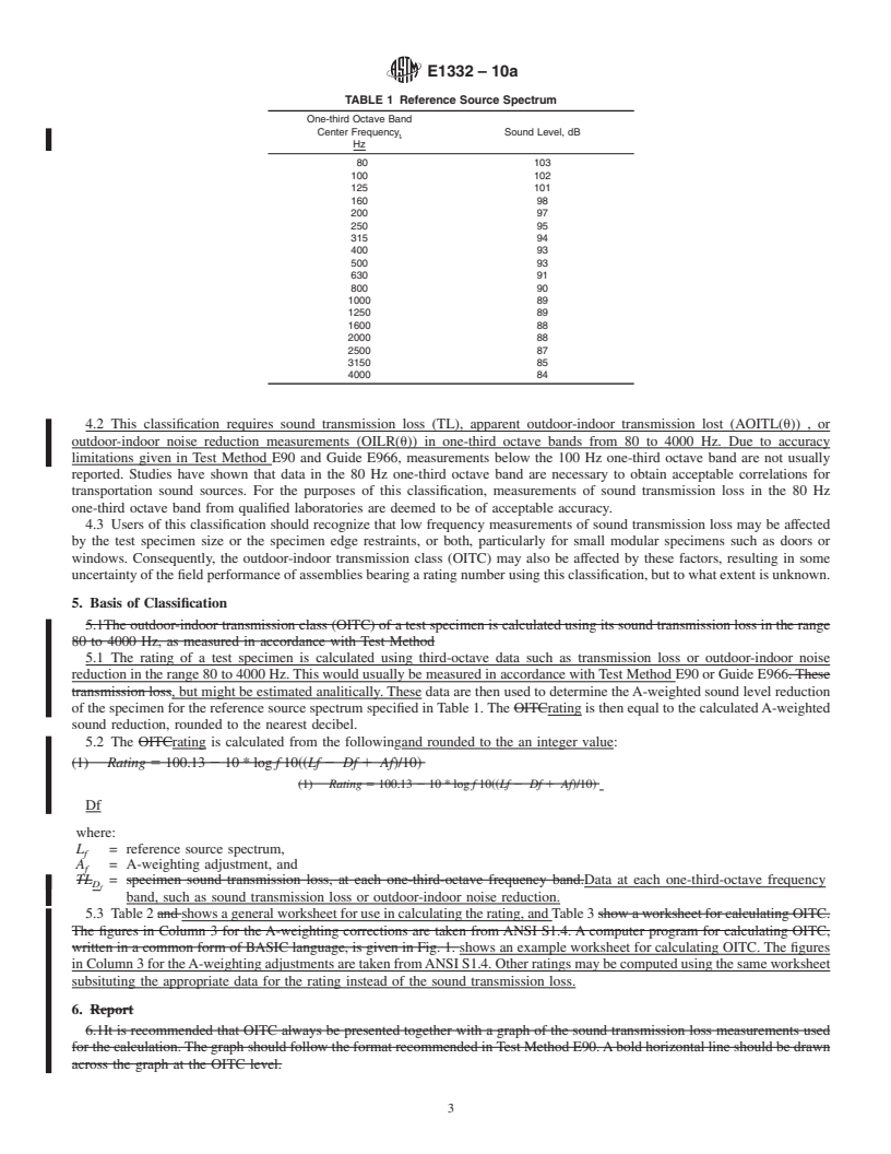 REDLINE ASTM E1332-10a - Standard Classification for Rating Outdoor-Indoor Sound Attenuation