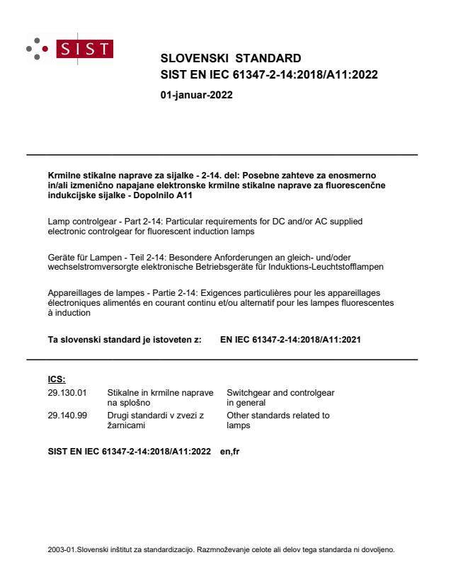 EN IEC 61347-2-14:2018/A11:2022