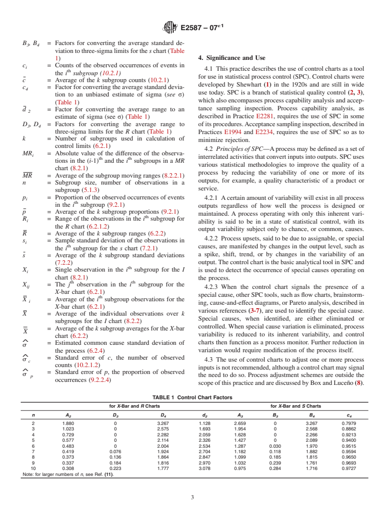 ASTM E2587-07e1 - Standard Practice for Use of Control Charts in Statistical Process Control