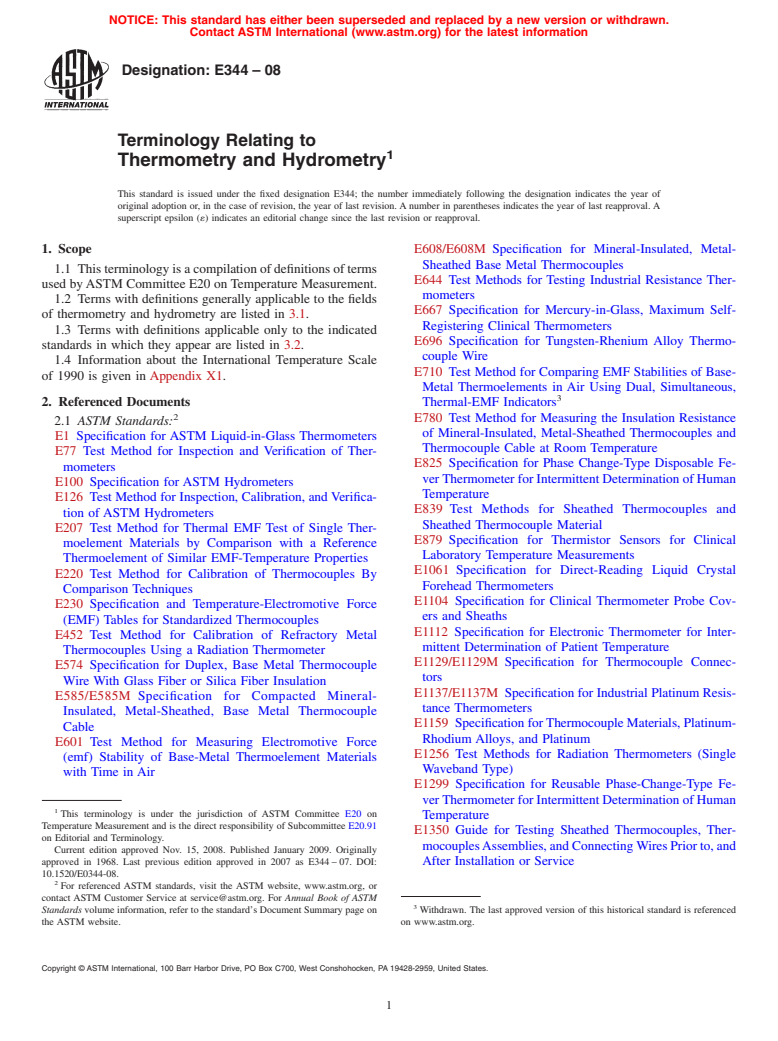 ASTM E344-08 - Terminology Relating to Thermometry and Hydrometry