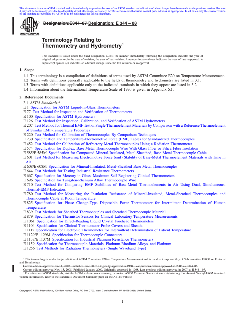 REDLINE ASTM E344-08 - Terminology Relating to Thermometry and Hydrometry