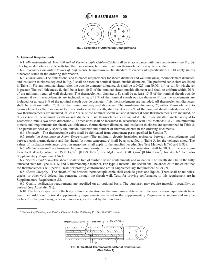 REDLINE ASTM E585/E585M-09 - Standard Specification for Compacted Mineral-Insulated, Metal-Sheathed, Base Metal Thermocouple Cable