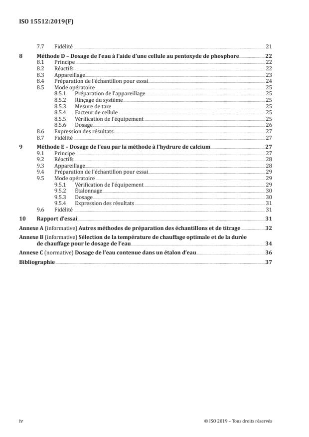 ISO 15512:2019 ISO 15512:2019 - Plastiques -- Dosage de l'eau - Page 4 preview
