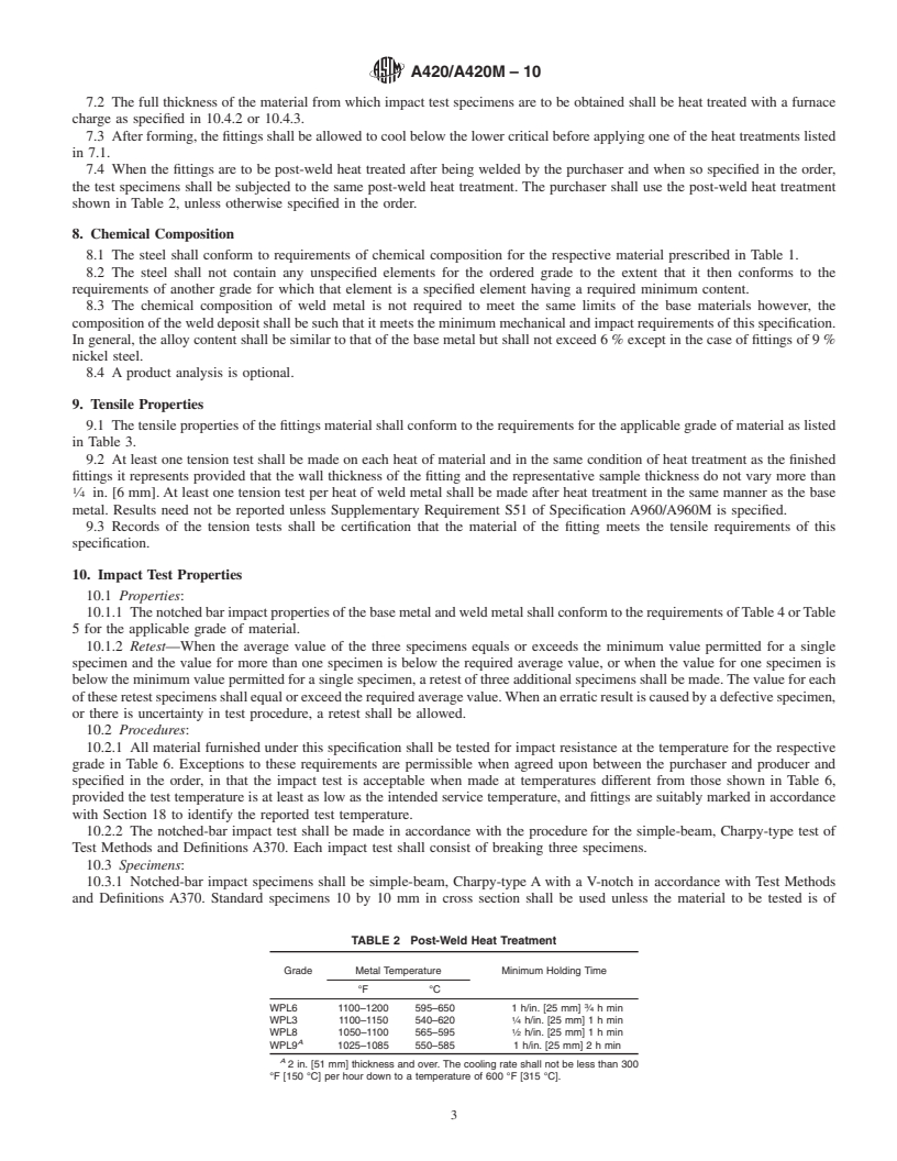 REDLINE ASTM A420/A420M-10 - Standard Specification for Piping Fittings of Wrought Carbon Steel and Alloy Steel for Low-Temperature Service