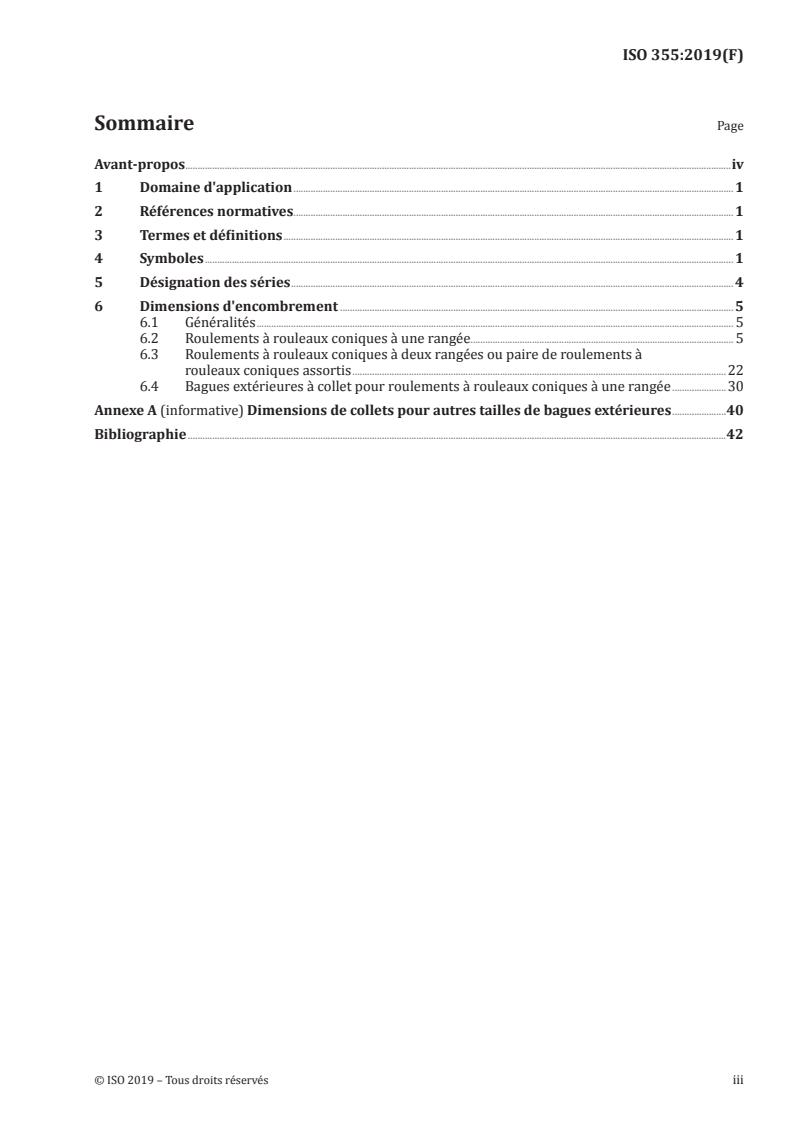 ISO 355:2019 - Roulements — Roulements à rouleaux coniques — Dimensions d'encombrement et désignation des séries
Released:5/14/2019