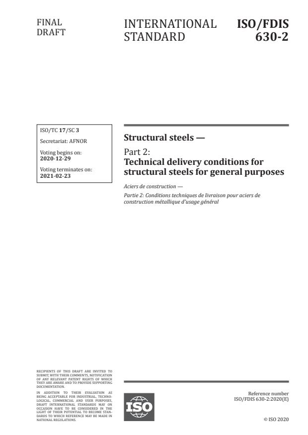 ISO/FDIS 630-2:Version 26-dec-2020 - Structural steels