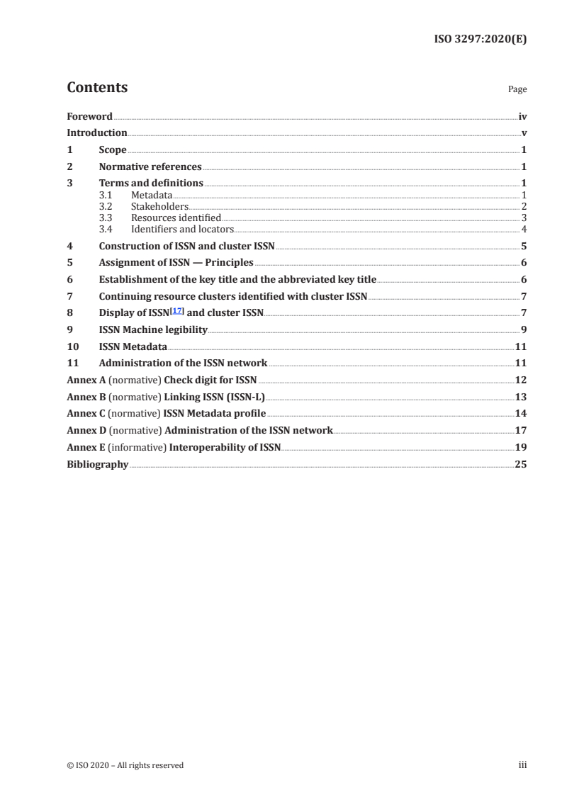 ISO 3297:2020 - Information and documentation — International standard serial number  (ISSN)
Released:10/7/2020