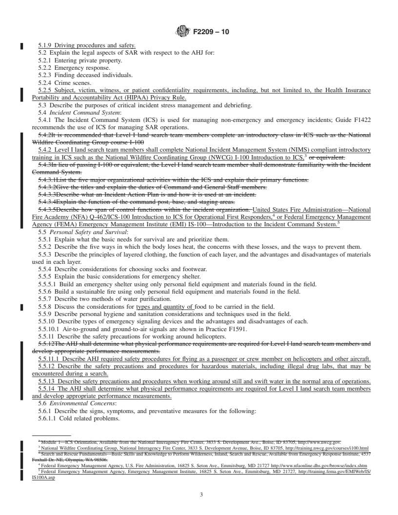 REDLINE ASTM F2209-10 - Standard Guide for Training of Level I Land Search Team Member