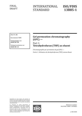 ISO/FDIS 13885-1 - Gel permeation chromatography (GPC)