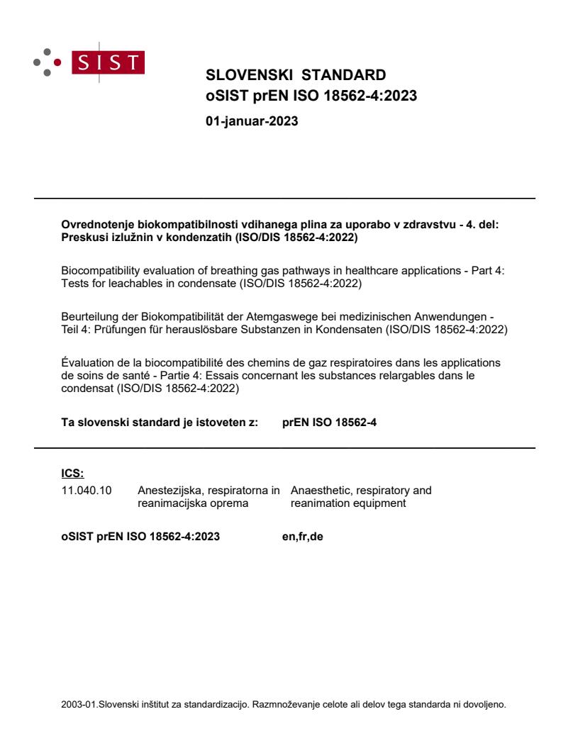 prEN ISO 18562-4:2023