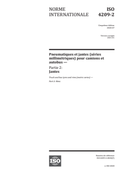 ISO 4209-2:2020 ISO 4209-2:2020 - Pneumatiques et jantes (séries millimétriques) pour camions et autobus — Partie 2: Jantes
Released:1/14/2021 - Page 1 preview