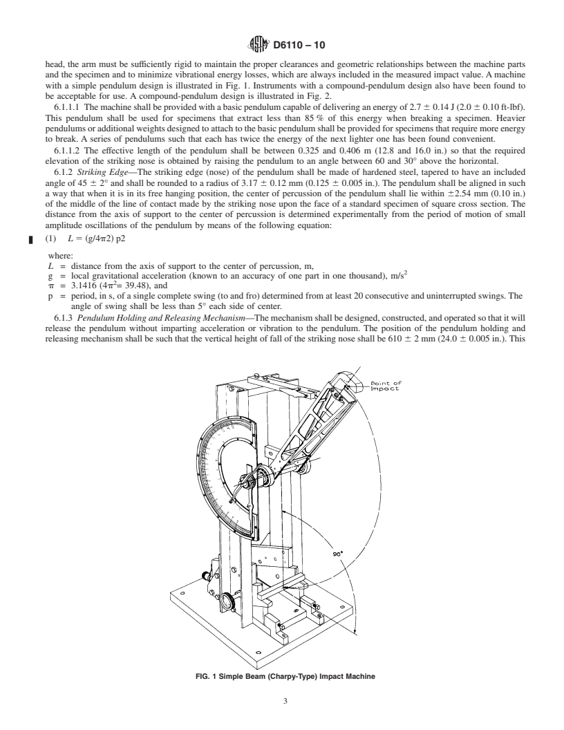 REDLINE ASTM D6110-10 - Standard Test Method for Determining the Charpy Impact Resistance of Notched Specimens of Plastics