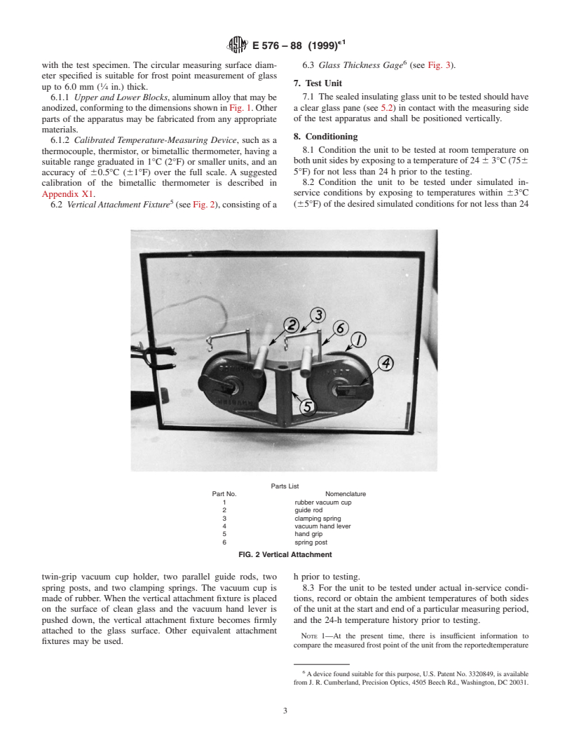 ASTM E576-88(1999)e1 - Standard Test Method for Frost Point of Sealed Insulating Glass Units in the Vertical Position