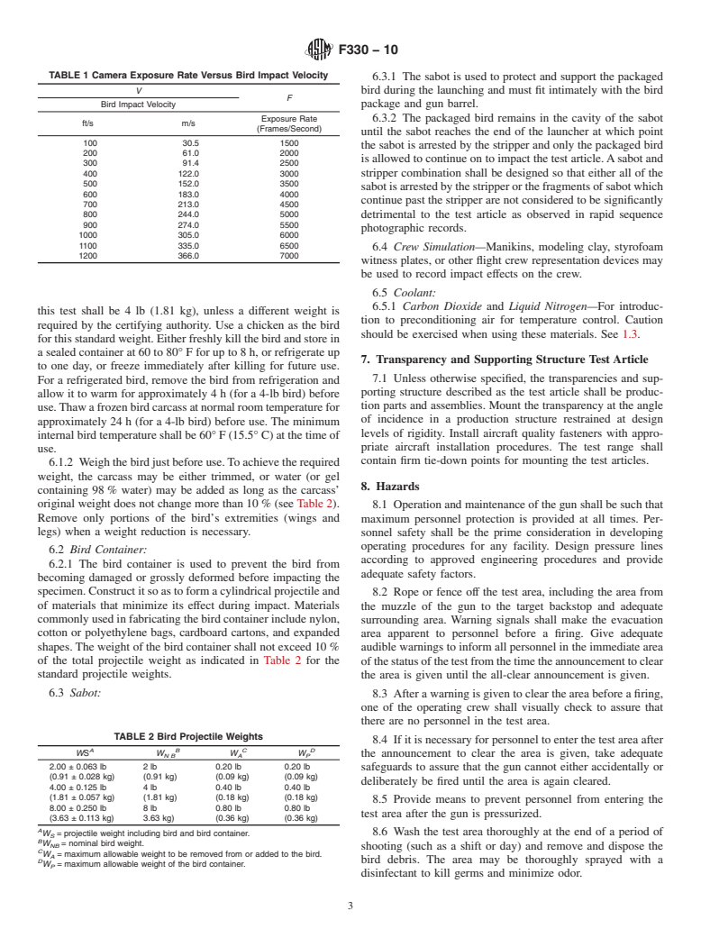 ASTM F330-10 - Standard Test Method for Bird Impact Testing of Aerospace Transparent Enclosures