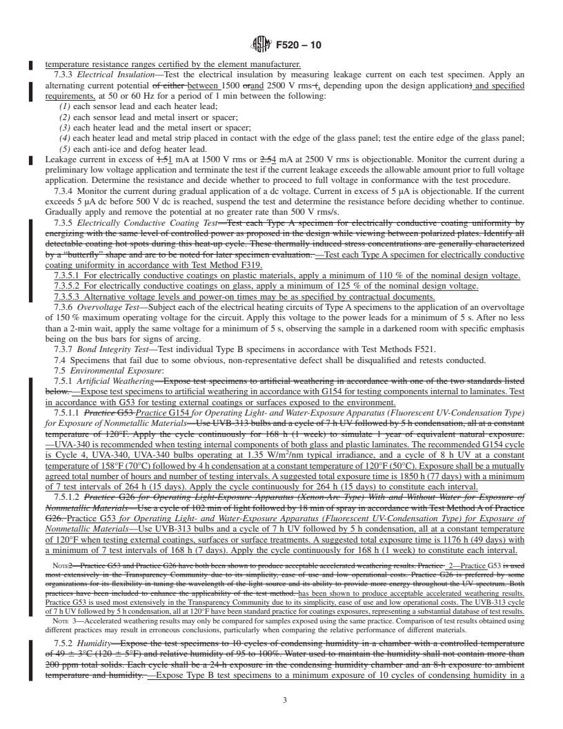 REDLINE ASTM F520-10 - Standard Test Method for Environmental Resistance of Aerospace Transparencies