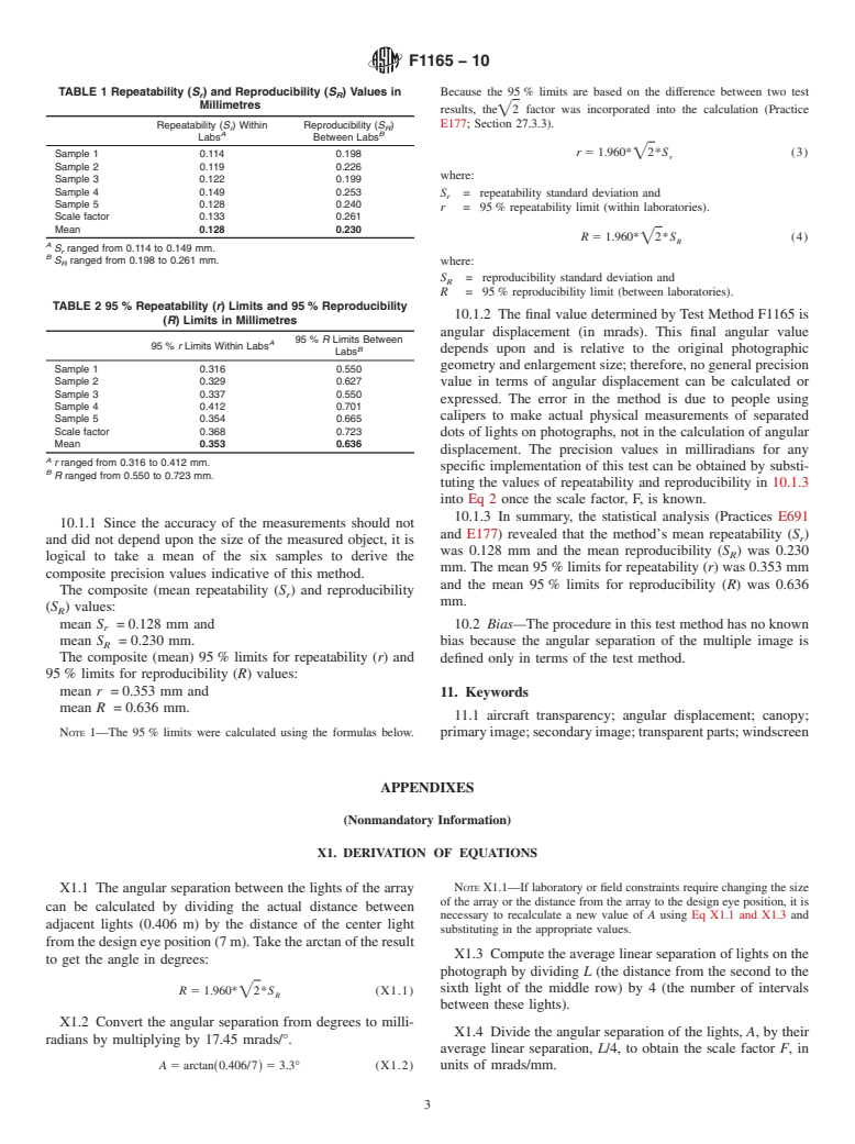 ASTM F1165-10 - Standard Test Method for Measuring Angular Displacement of Multiple Images in Transparent Parts