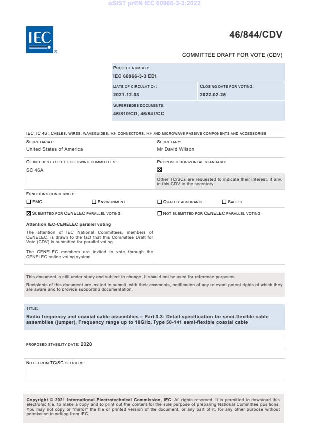 prEN IEC 60966-3-3:2022 - BARVE