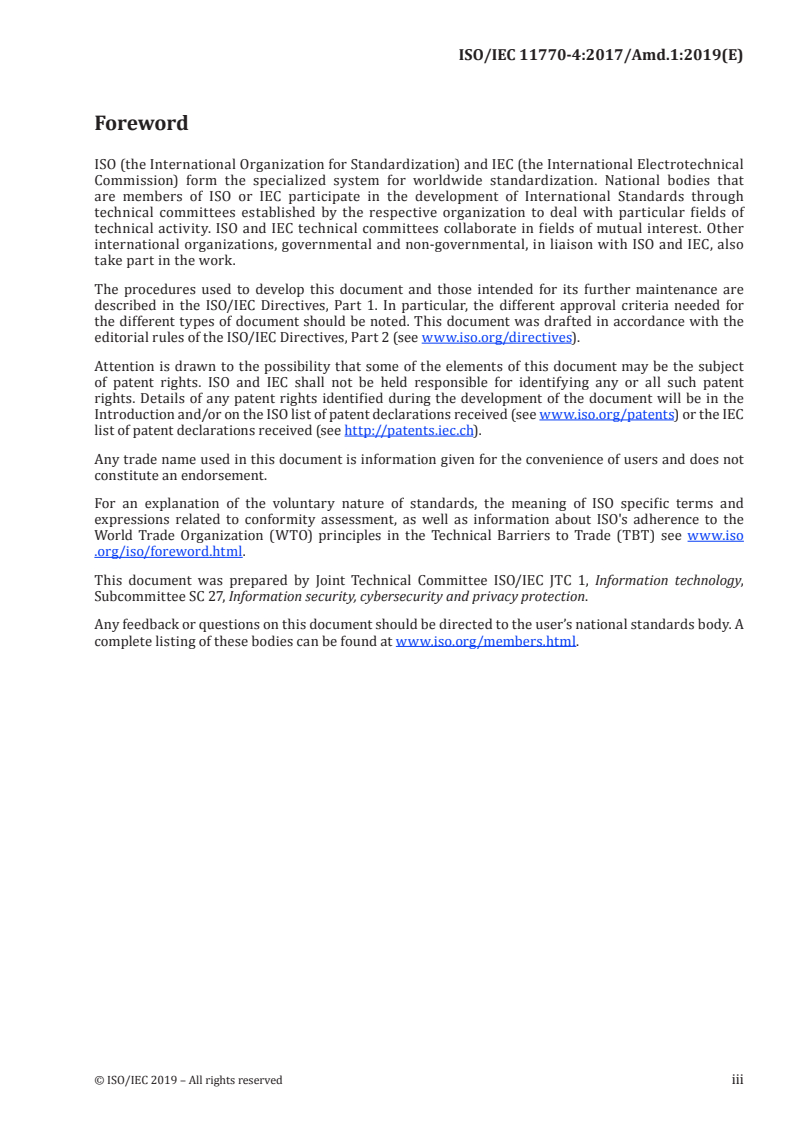 ISO/IEC 11770-4:2017/Amd 1:2019 - Information technology — Security techniques — Key management — Part 4: Mechanisms based on weak secrets — Amendment 1: Unbalanced Password-Authenticated Key Agreement with Identity-Based Cryptosystems (UPAKA-IBC)
Released:9/6/2019
