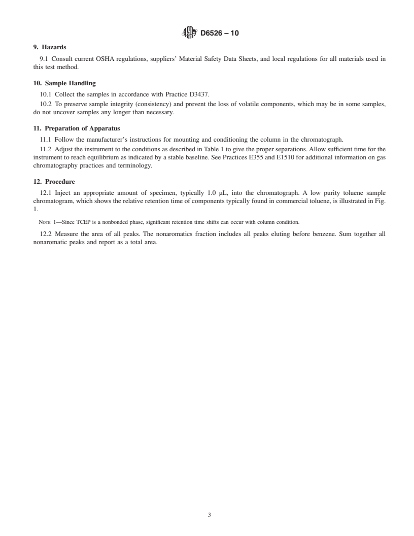 REDLINE ASTM D6526-10 - Standard Test Method for Analysis of Toluene by Capillary Column Gas Chromatography