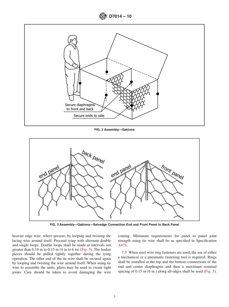 ASTM D7014-10 - Standard Practice for Assembly and Placement of Double-Twisted Wire Mesh Gabions and Revet Mattresses