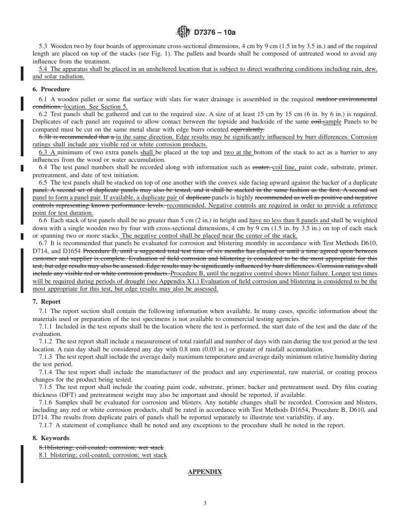 REDLINE ASTM D7376-10a - Standard Practice for Outdoor Evaluation of Wet Stack Storage Conditions on Coil-Coated Metals