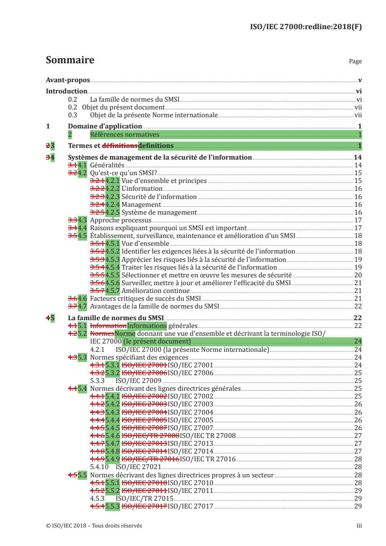 REDLINE ISO/IEC 27000:2018 - Technologies de l'information — Techniques de sécurité — Systèmes de management de la sécurité de l'information — Vue d'ensemble et vocabulaire
Released:2/7/2018