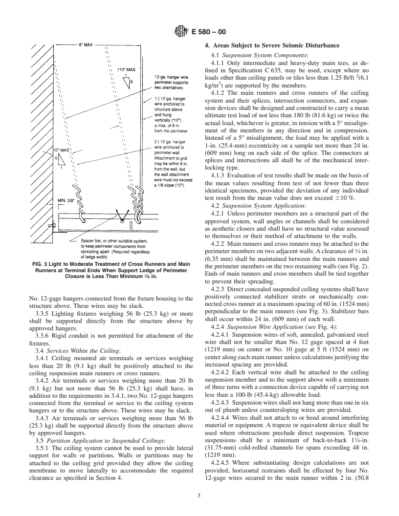 ASTM E580-00 - Standard Practice for Application of Ceiling Suspension Systems for Acoustical Tile and Lay-in Panels in Areas Requiring Moderate Seismic Restraint