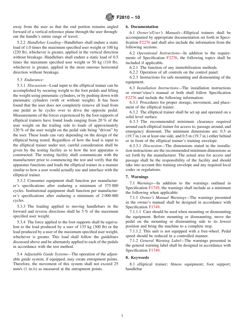 ASTM F2810-10 - Standard Specification for Elliptical Trainers