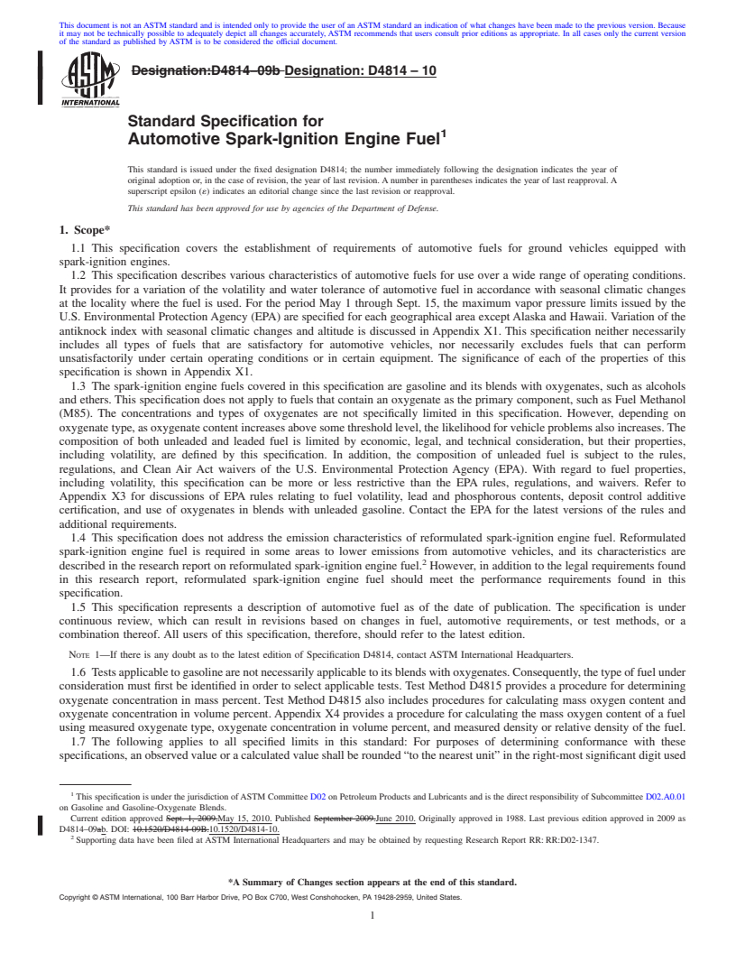 REDLINE ASTM D4814-10 - Standard Specification for Automotive Spark-Ignition Engine Fuel