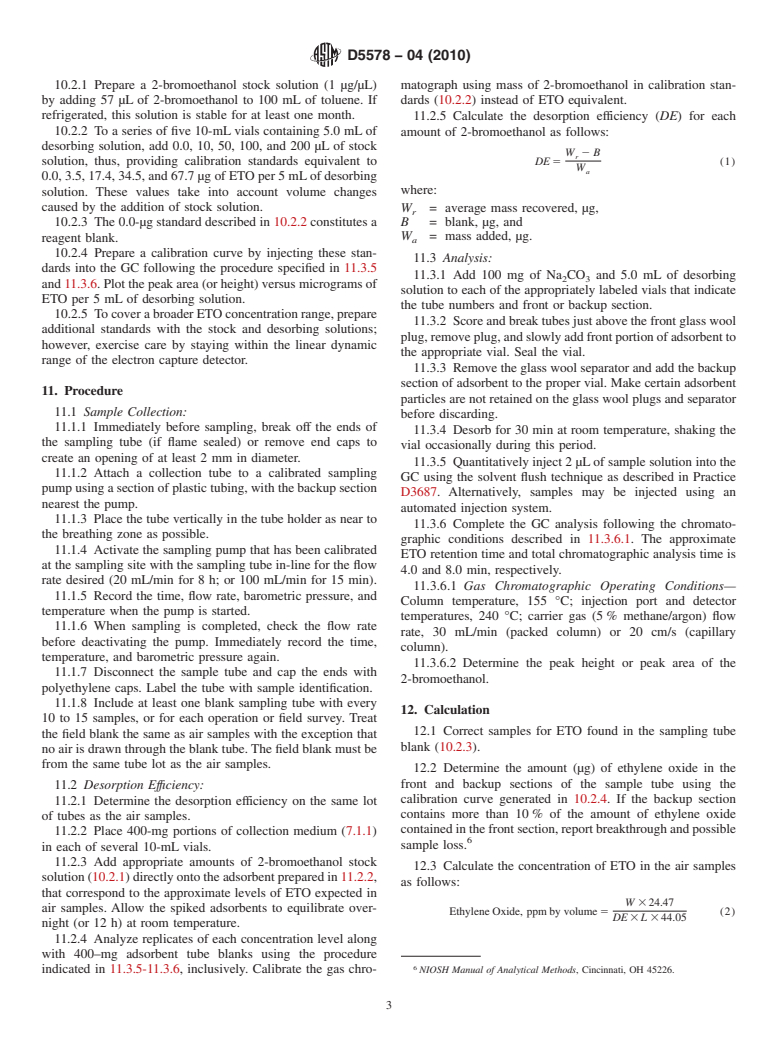 ASTM D5578-04(2010) - Standard Test Method for Determination of Ethylene Oxide in Workplace Atmospheres (HBr Derivatization Method)