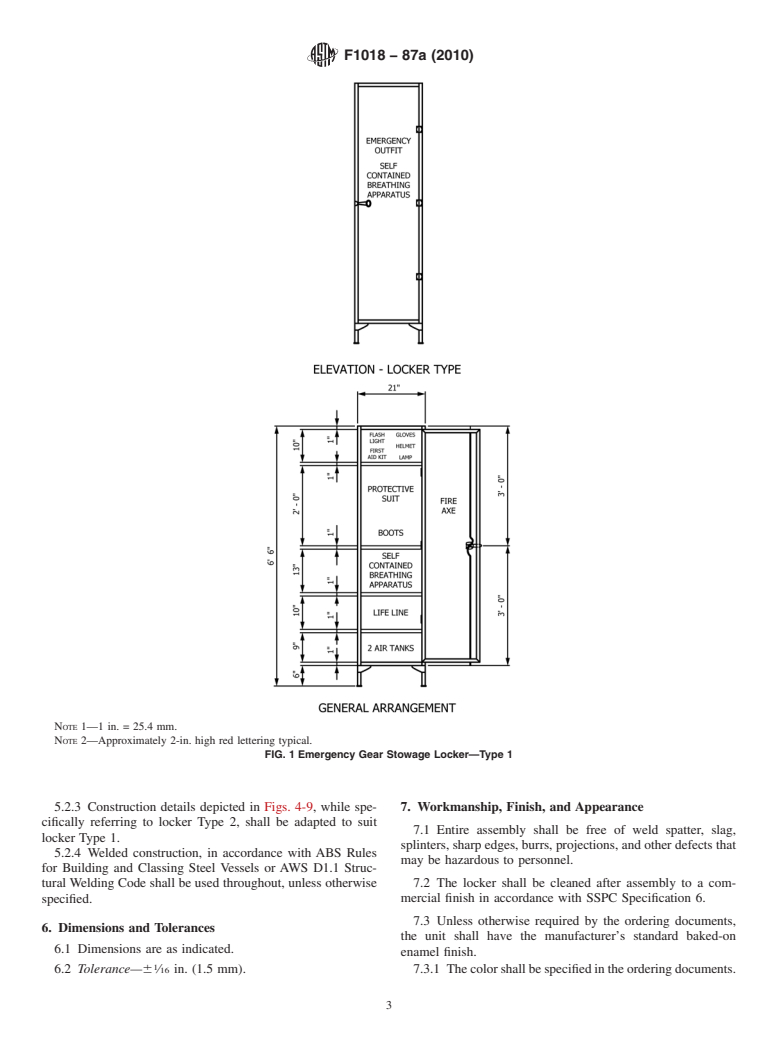 ASTM F1018-87a(2010) - Standard Specification for Steel Emergency Gear Stowage Locker