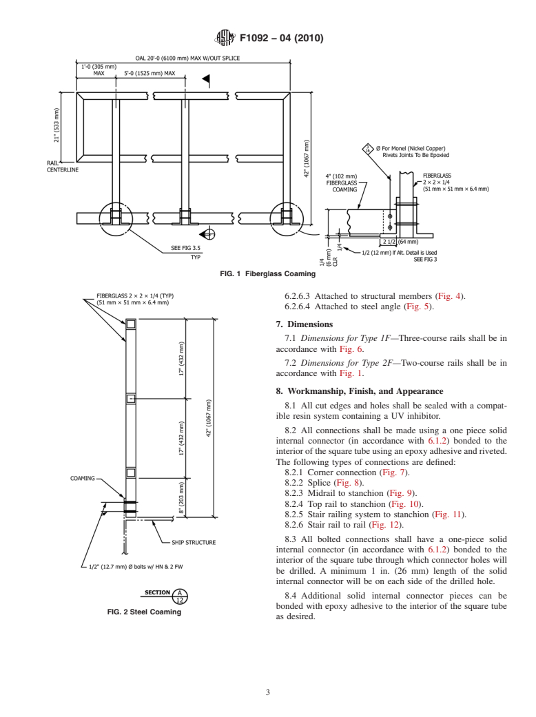 ASTM F1092-04(2010) - Standard Specification for Fiberglass (GRP) Pultruded Open-Weather Storm and Guard, Square Railing Systems