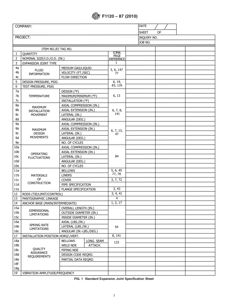 ASTM F1120-87(2010) - Standard Specification for Circular Metallic Bellows Type Expansion Joints for Piping Applications