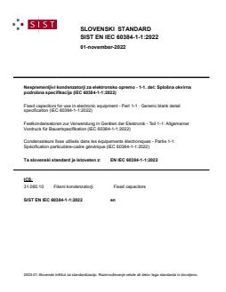 EN IEC 60384-1-1:2022 - BARVE - Page 1 preview