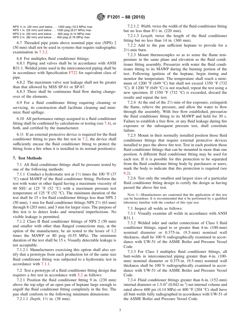 ASTM F1201-88(2010) - Standard Specification for Fluid Conditioner Fittings in Piping Applications Above 0&#176F