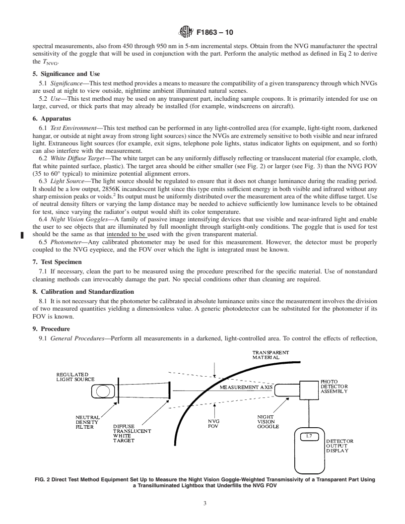 REDLINE ASTM F1863-10 - Standard Test Method for Measuring the Night Vision Goggle-Weighted Transmisivity of Transparent Parts