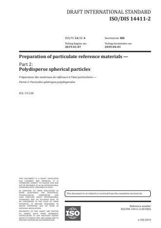 ISO/FDIS 14411-2 - Preparation of particulate reference materials