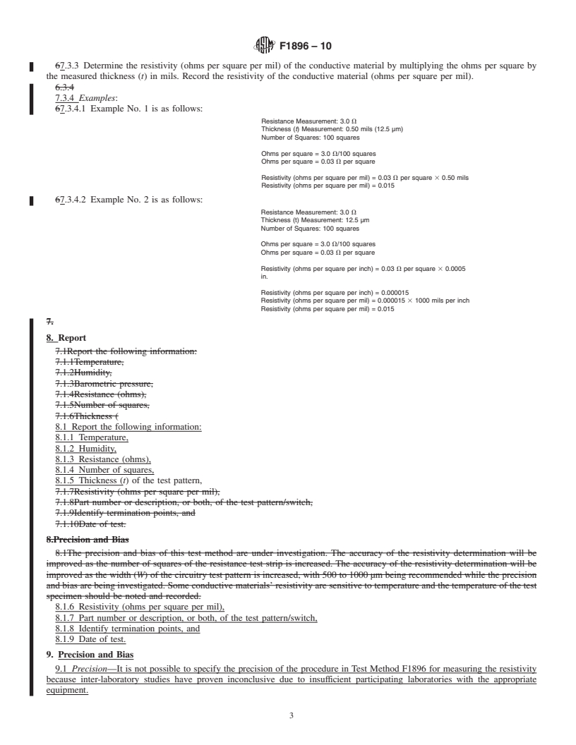 REDLINE ASTM F1896-10 - Test Method for Determining the Electrical Resistivity of a Printed Conductive Material