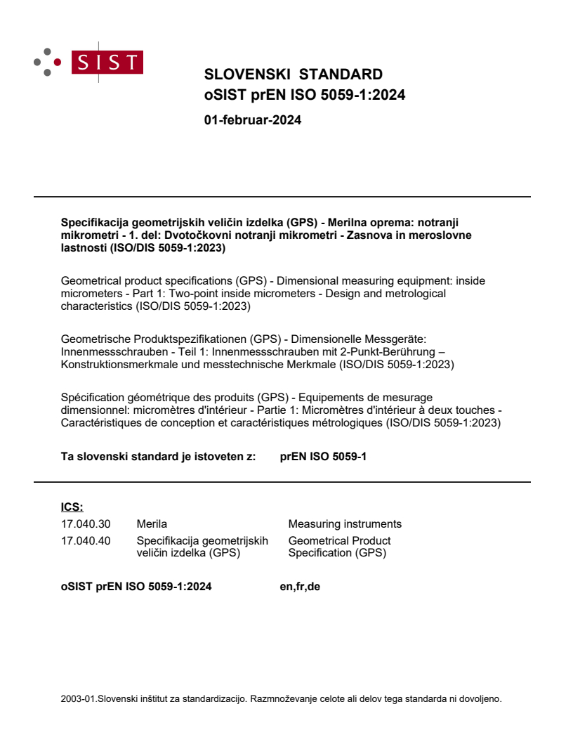 prEN ISO 5059-1:2024