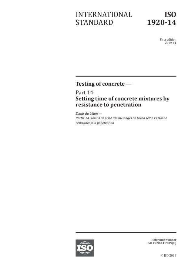 ISO 1920-14:2019 - Testing of concrete