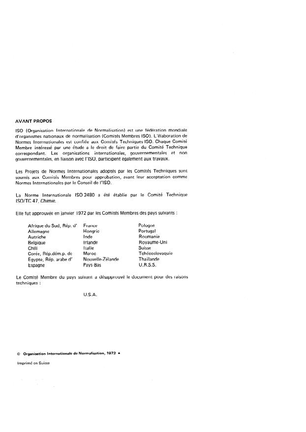 ISO 2480:1972 ISO 2480:1972 - Chlorure de sodium a usage industriel -- Dosage des sulfates -- Méthode gravimétrique a l'état de sulfate de baryum - Page 2 preview