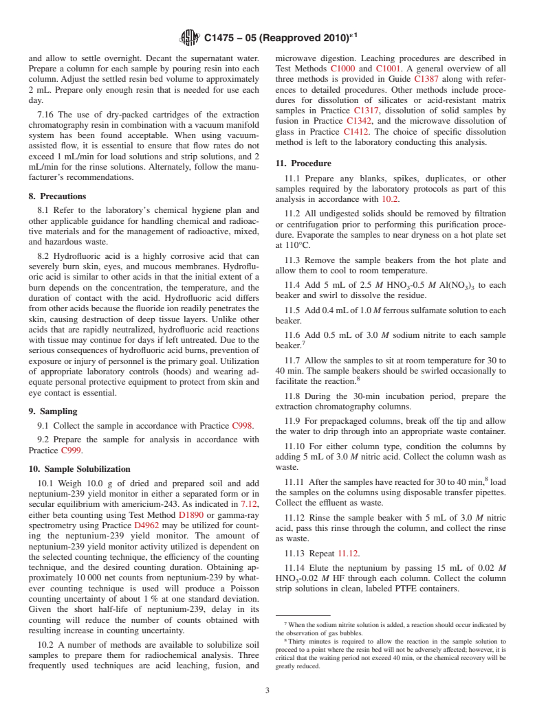 ASTM C1475-05(2010)e1 - Standard Guide for Determination of Neptunium-237 in Soil