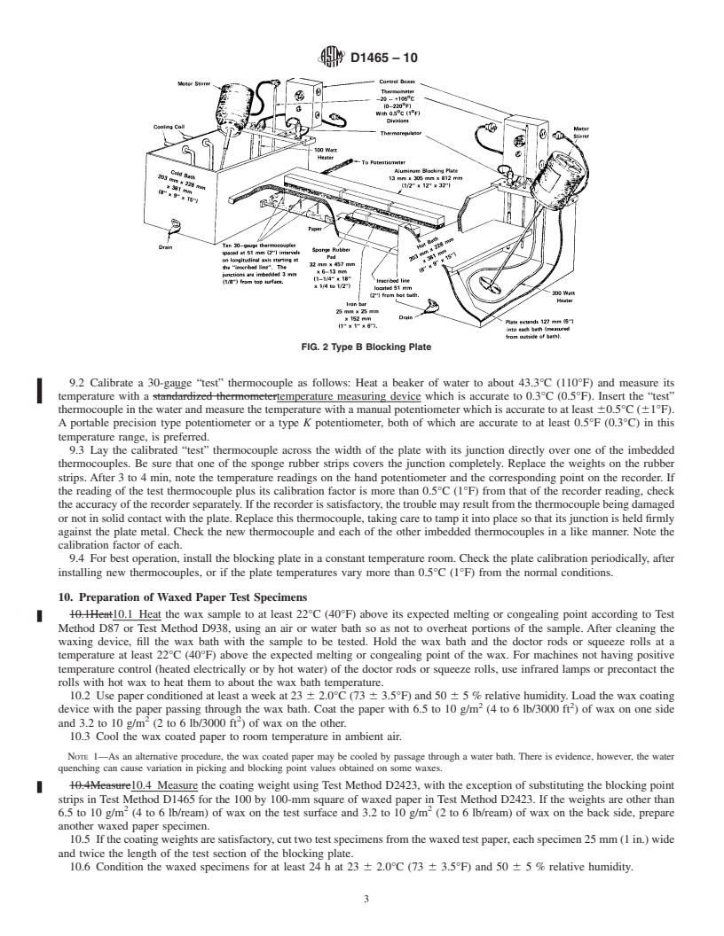 REDLINE ASTM D1465-10 - Standard Test Method for Blocking and Picking Points of Petroleum Wax