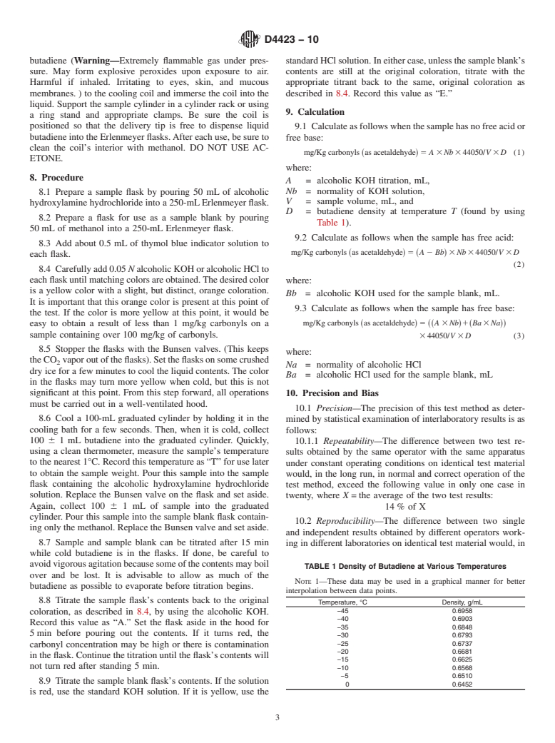 ASTM D4423-10 - Standard Test Method for Determination of Carbonyls In C<inf>4</inf> Hydrocarbons