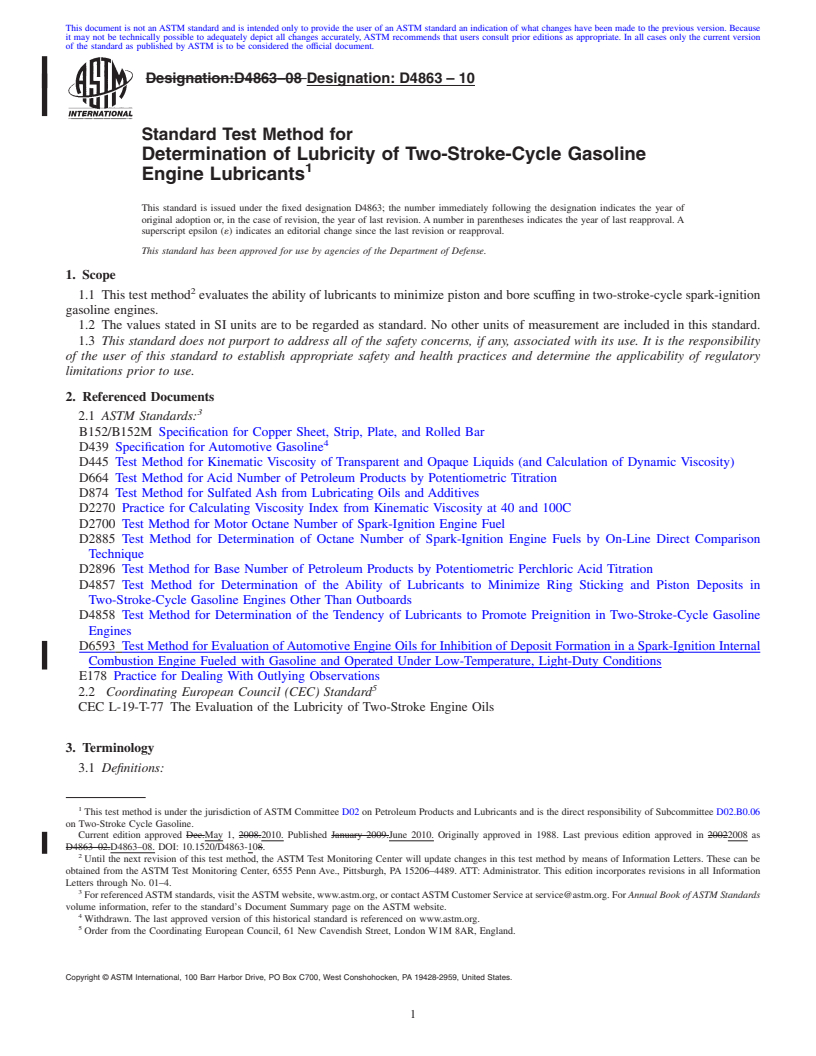 REDLINE ASTM D4863-10 - Standard Test Method for Determination of Lubricity of Two-Stroke-Cycle Gasoline Engine Lubricants