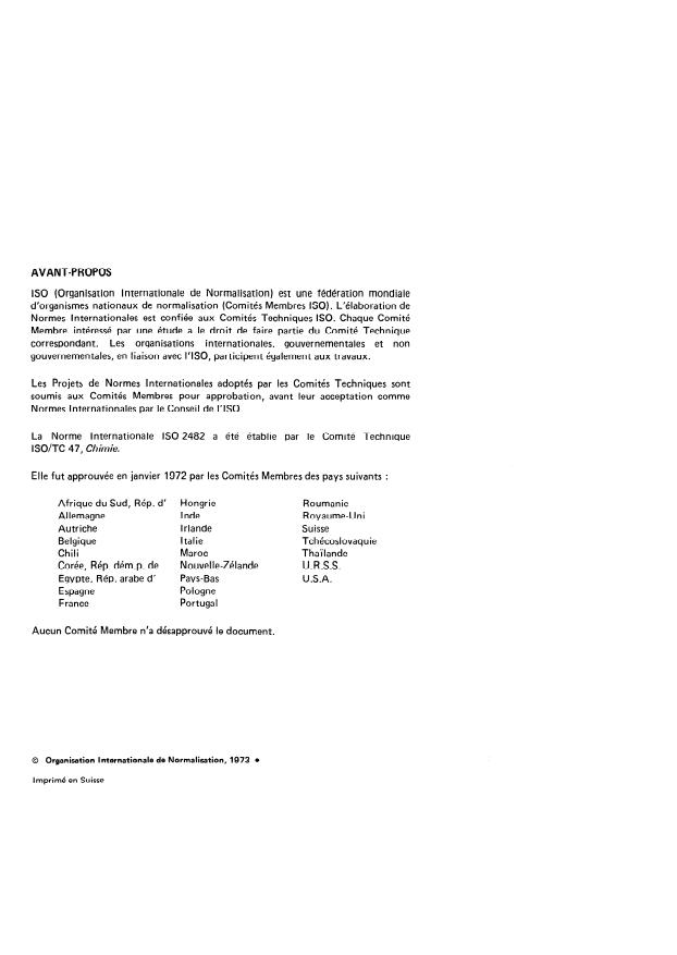 ISO 2482:1973 ISO 2482:1973 - Chlorure de sodium a usage industriel -- Dosage du calcium et du magnésium -- Méthodes complexométriques a l'EDTA - Page 2 preview