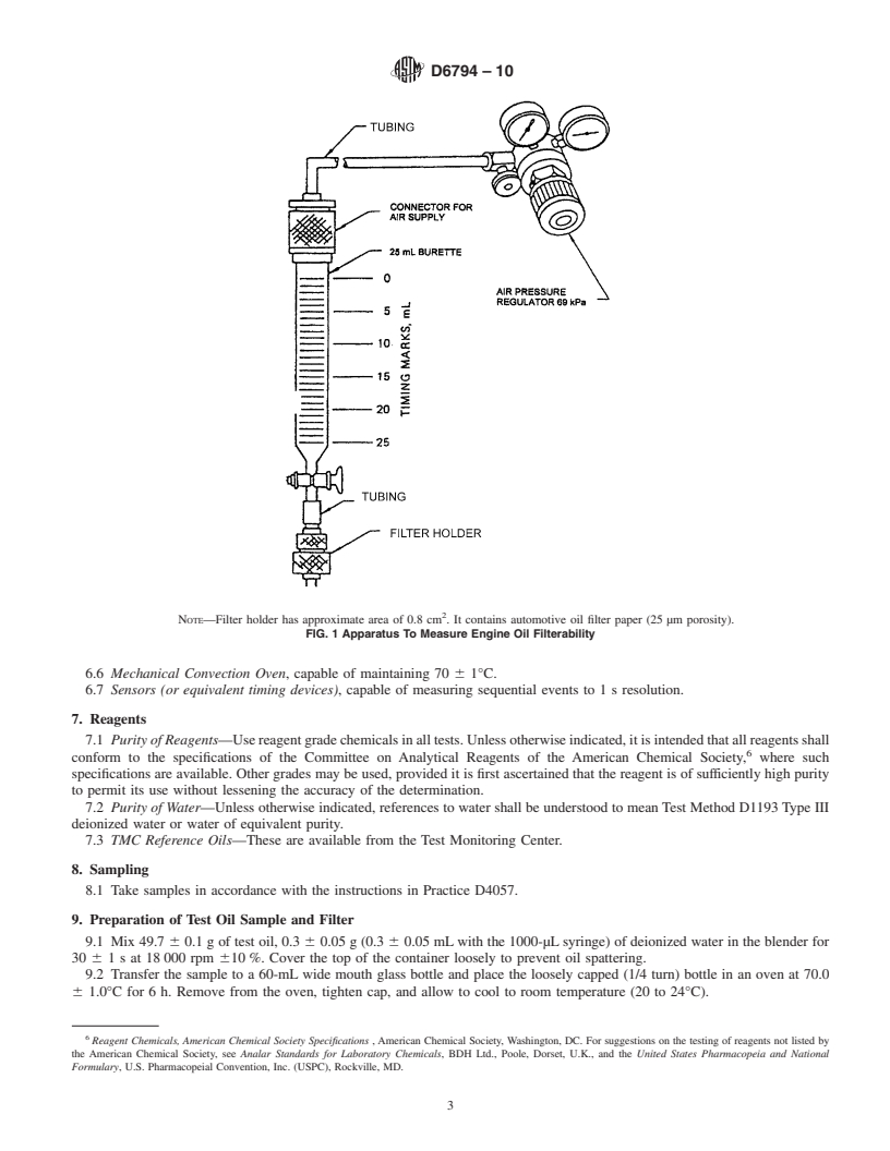 REDLINE ASTM D6794-10 - Standard Test Method for Measuring the Effect on Filterability of Engine Oils After Treatment with Various Amounts of Water and a Long (6-h) Heating Time